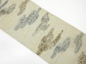 アンティーク　観世水に藤・草花模様織り出し袋帯（材料）